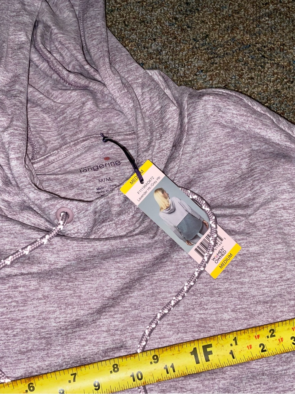 TANGERINE MWT Lavender Heather Hooded Pullover szM Reflective